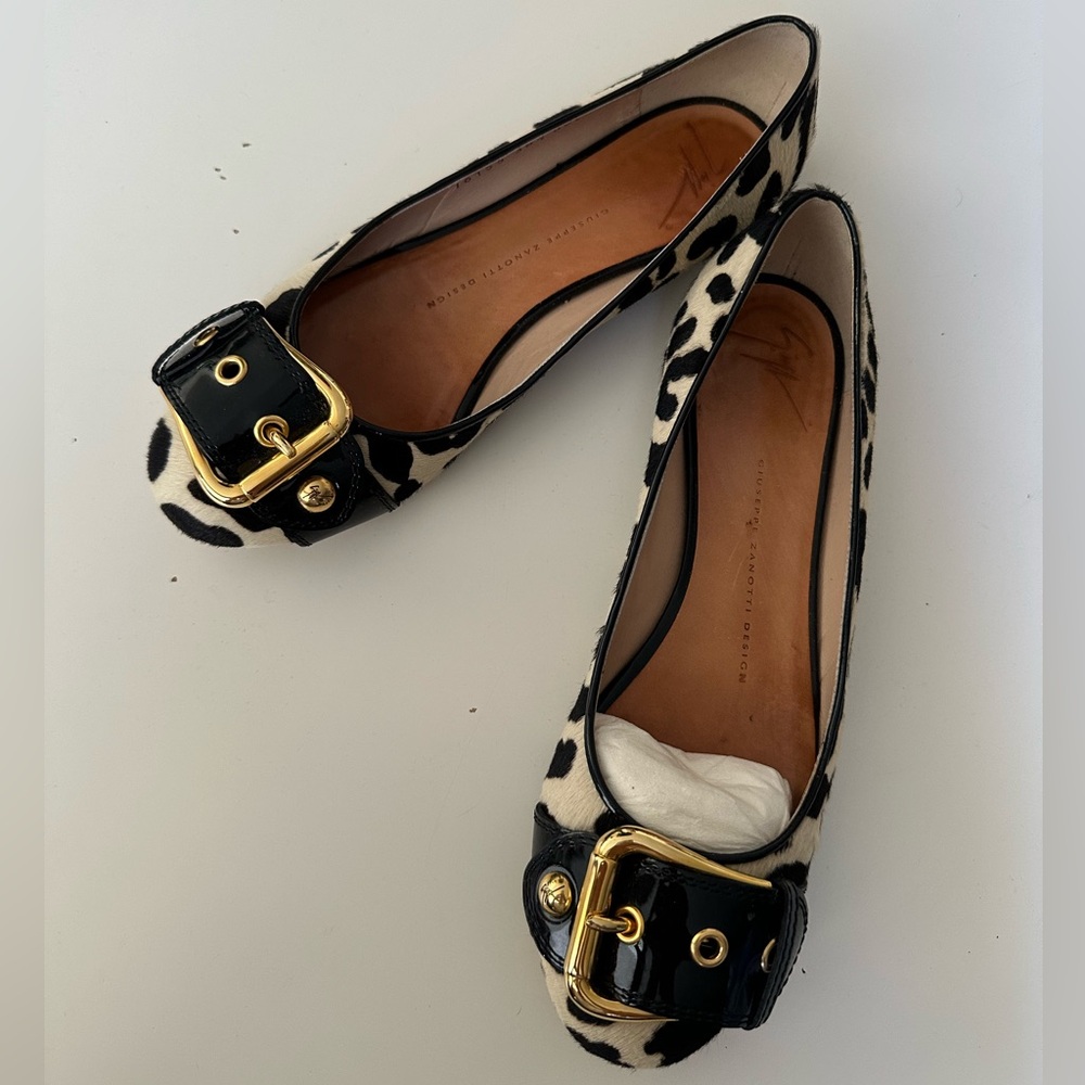 Giuseppe Zanotti Ballerina Flat Mohair Leopard Womens Shoe EU 36.5